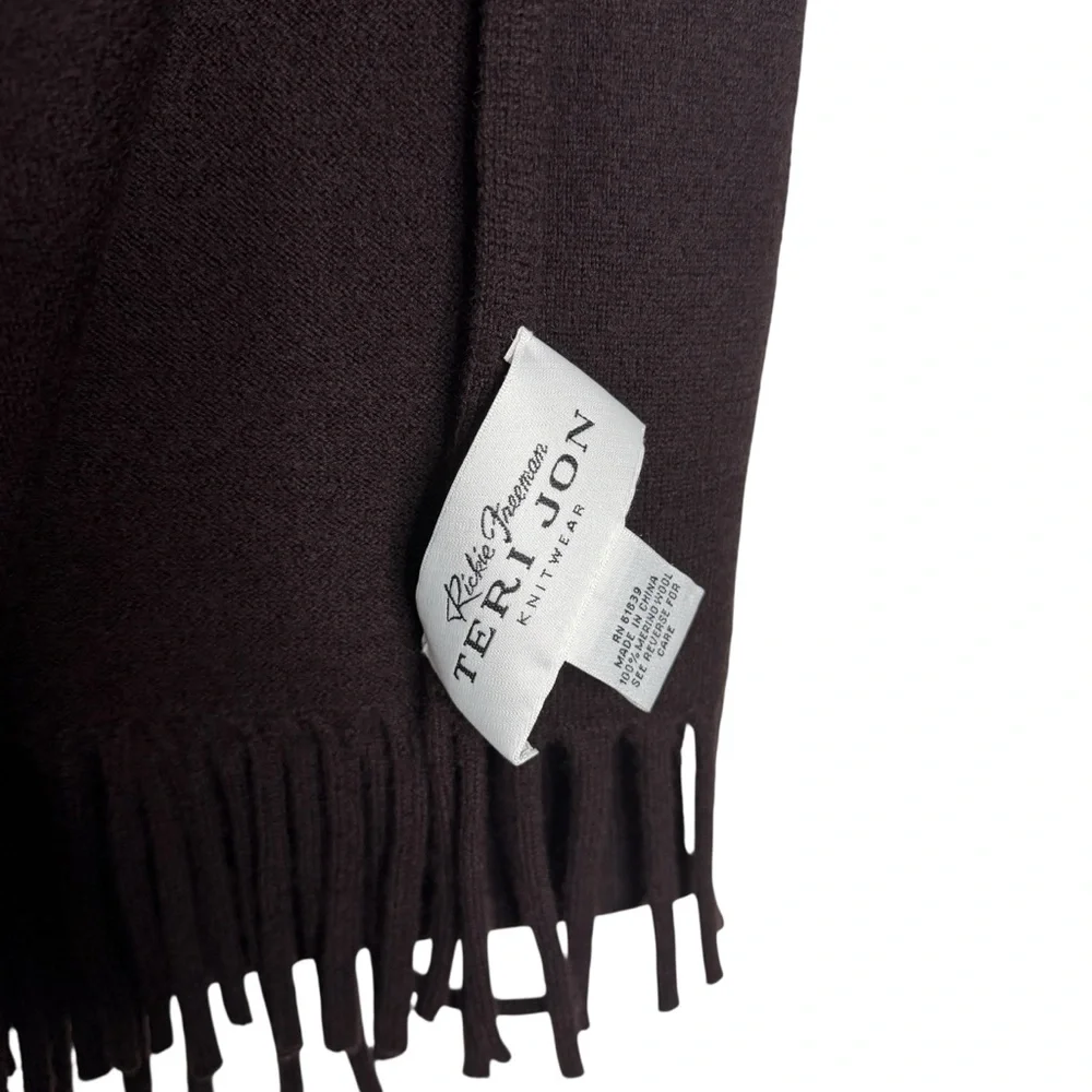 Rickie Freeman Teri Jon Knitwear Brown Wool‎ Scarf